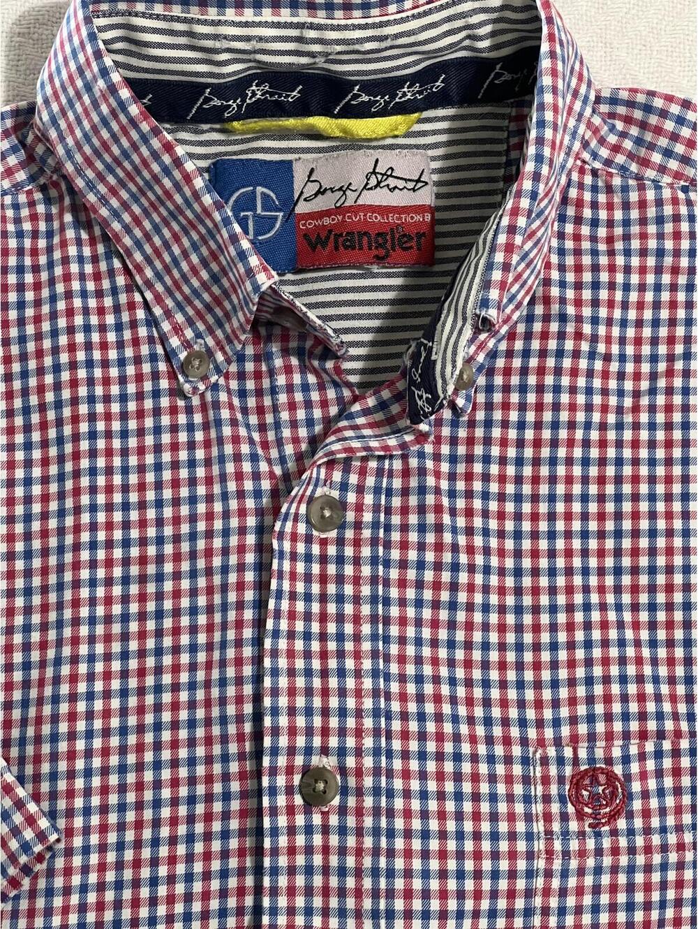 George Strait button down red white & blue checked